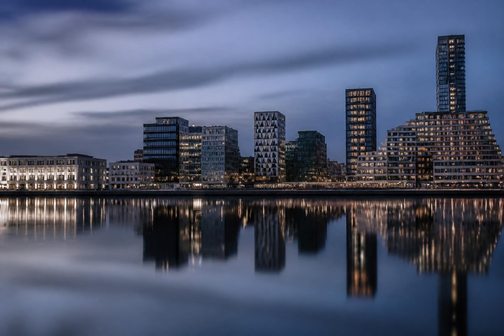 Stockholm waterfront at blue hour